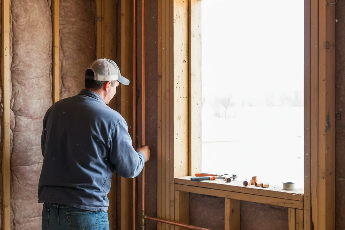 Licensed plumber running new copper supply lines in a Frostproof home