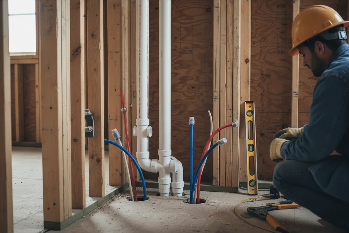 Drain and supply rough-in during Leak Detection in Frostproof