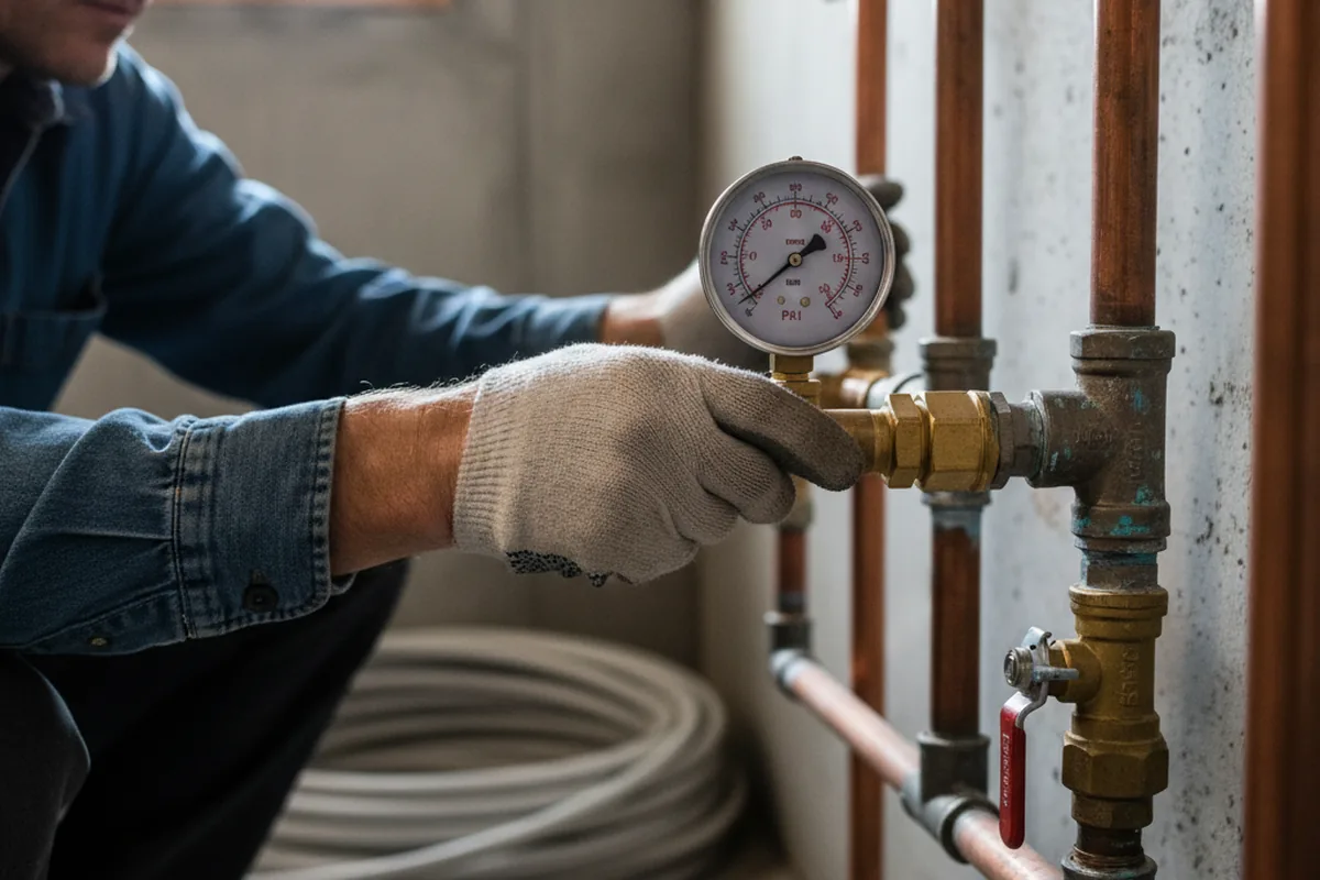 Pressure testing a repaired line during Water Line Repair in Frostproof